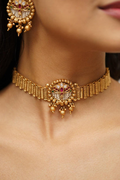 Mitra Choker with Indian Studs | Sone Pe Suhaga Collection - Attrangi