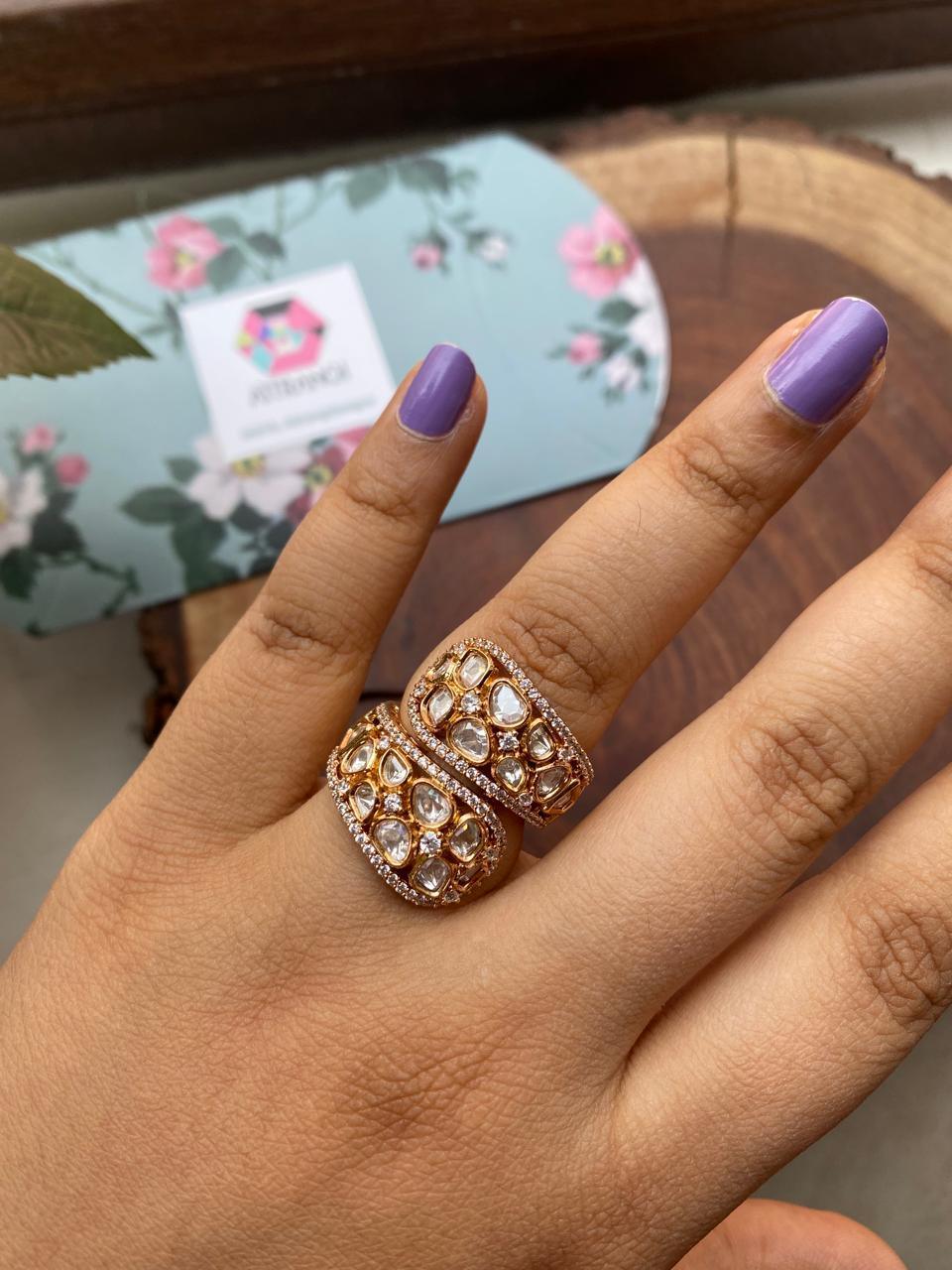 Mohini Dual Wrap Polki Ring | Indo Western - Attrangi