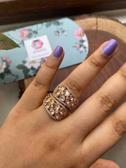 Mohini Dual Wrap Polki Ring | Indo Western - Attrangi