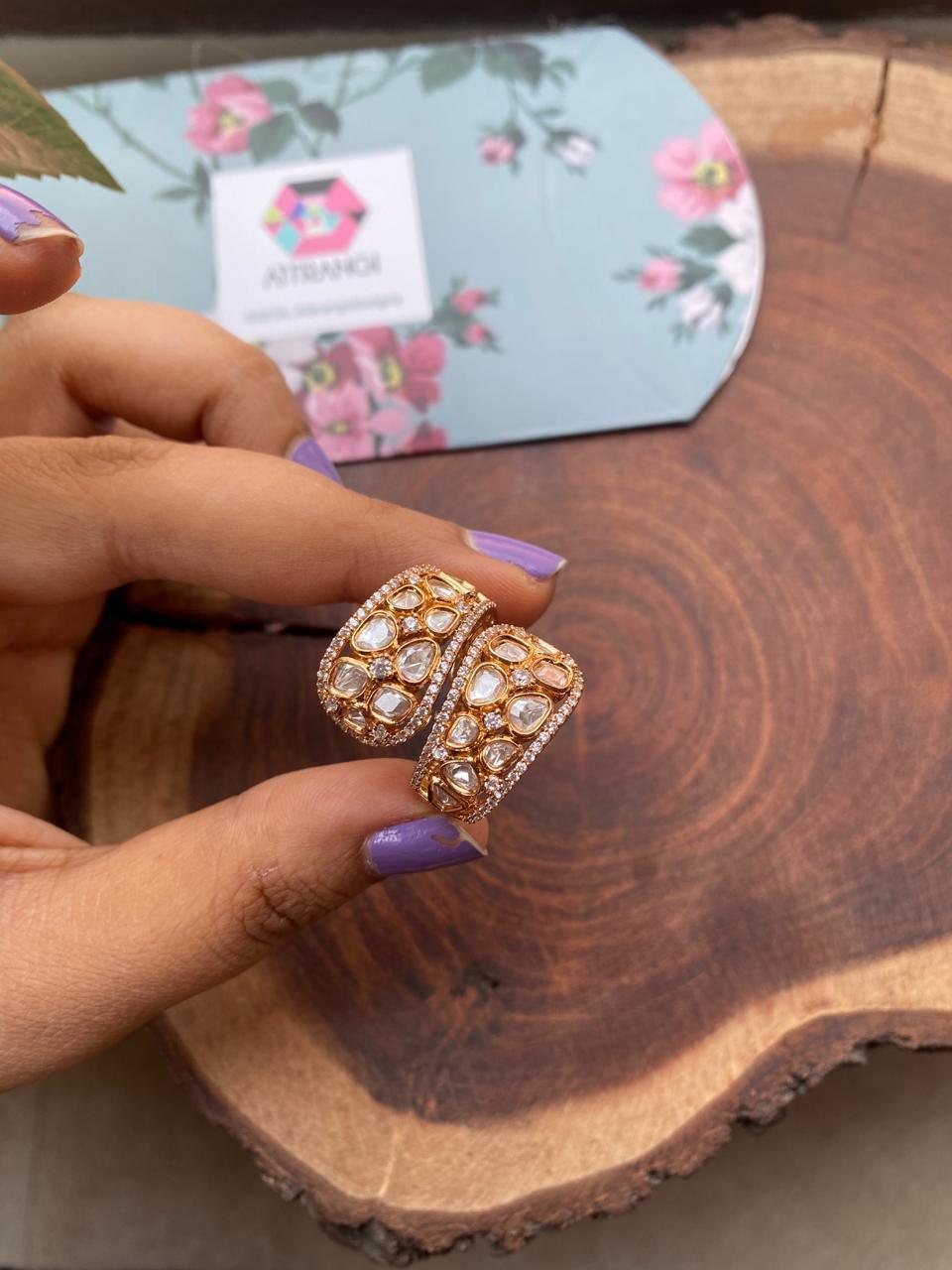 Mohini Dual Wrap Polki Ring | Indo Western - Attrangi