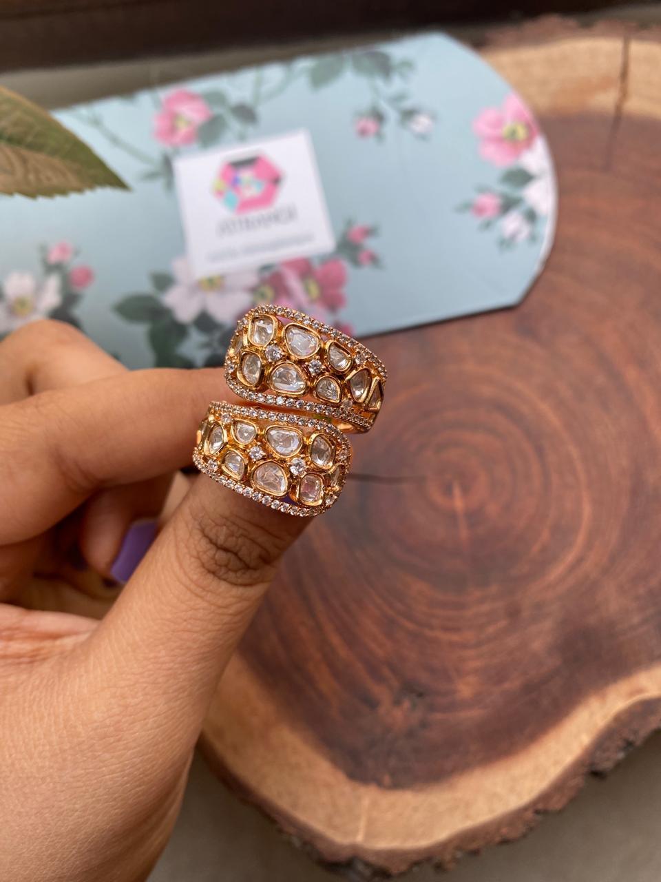 Mohini Dual Wrap Polki Ring | Indo Western - Attrangi