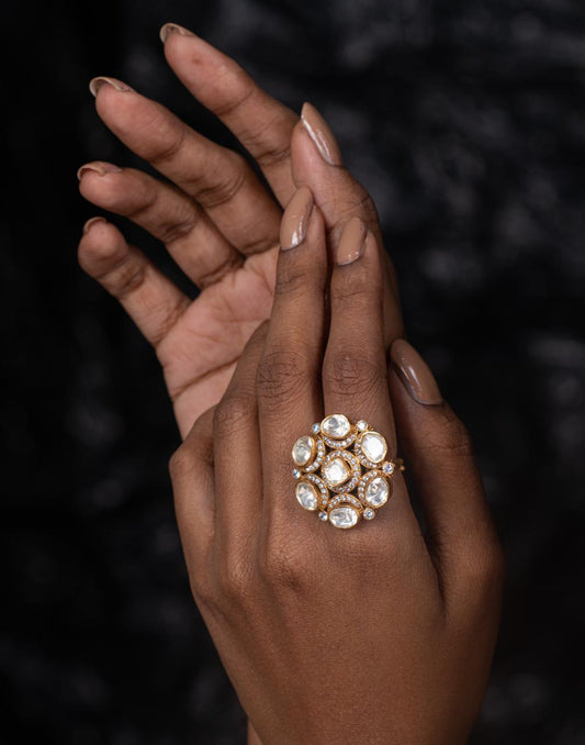 Moissanite Uncut Polki Ring - Attrangi