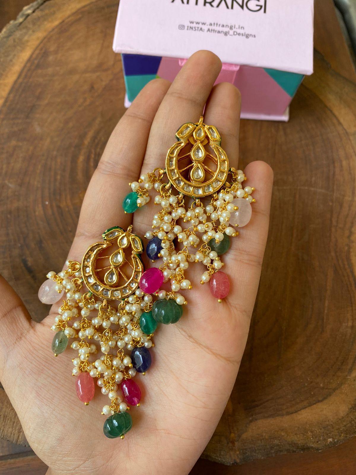 Multi Coloured Affordable Chandbali - Attrangi