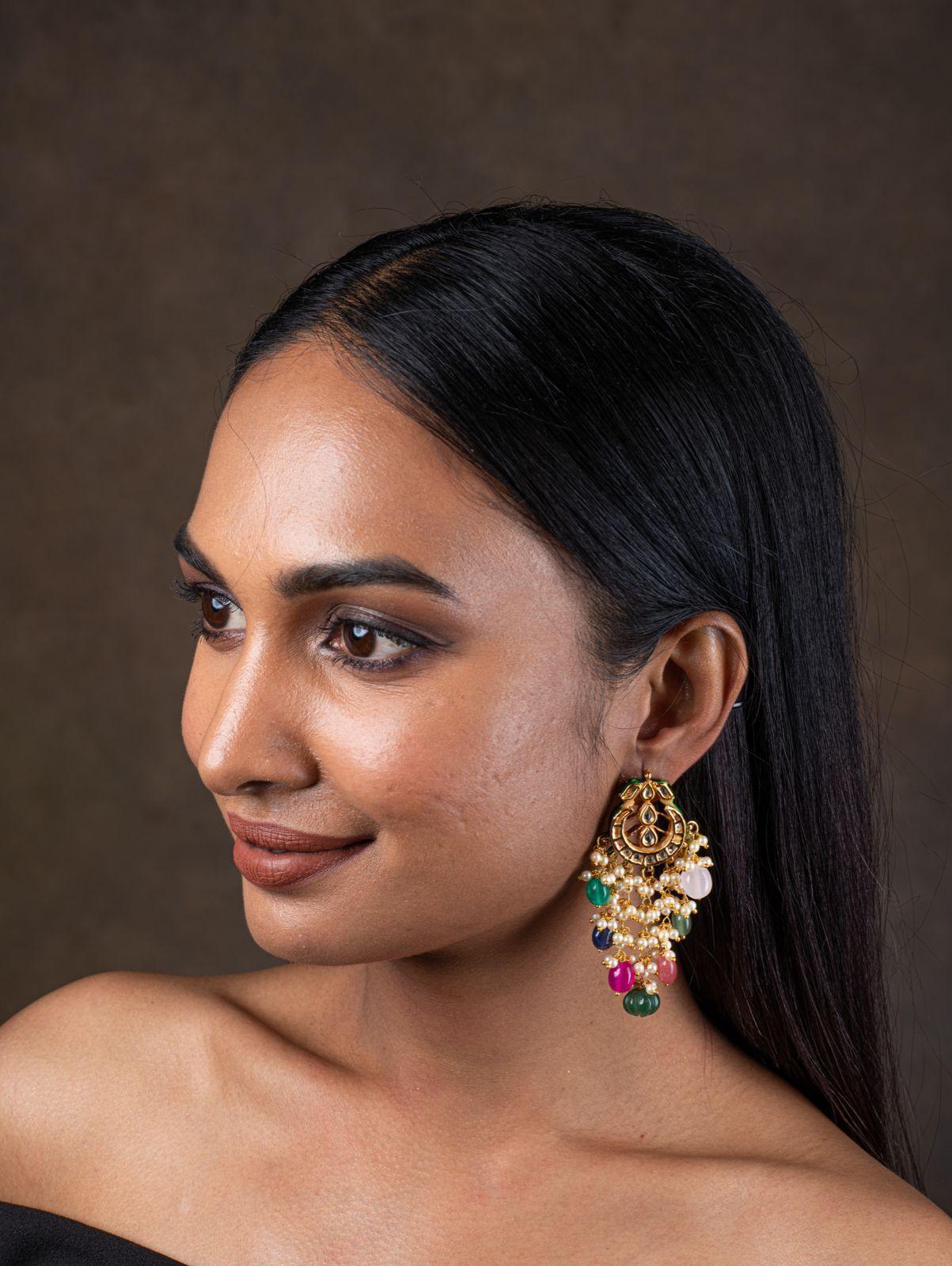 Multi Coloured Affordable Chandbali - Attrangi