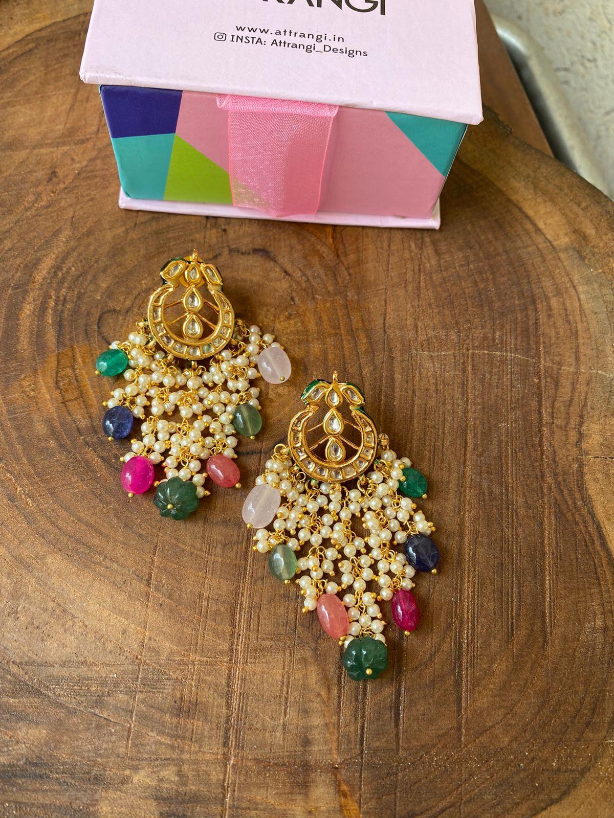Multi Coloured Affordable Chandbali - Attrangi