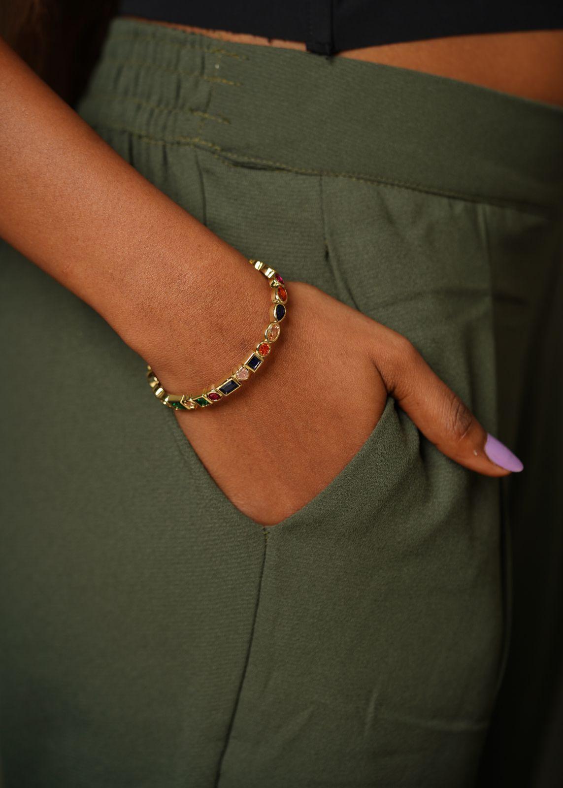 Multi Gem Stone Flexi Bracelet - Attrangi