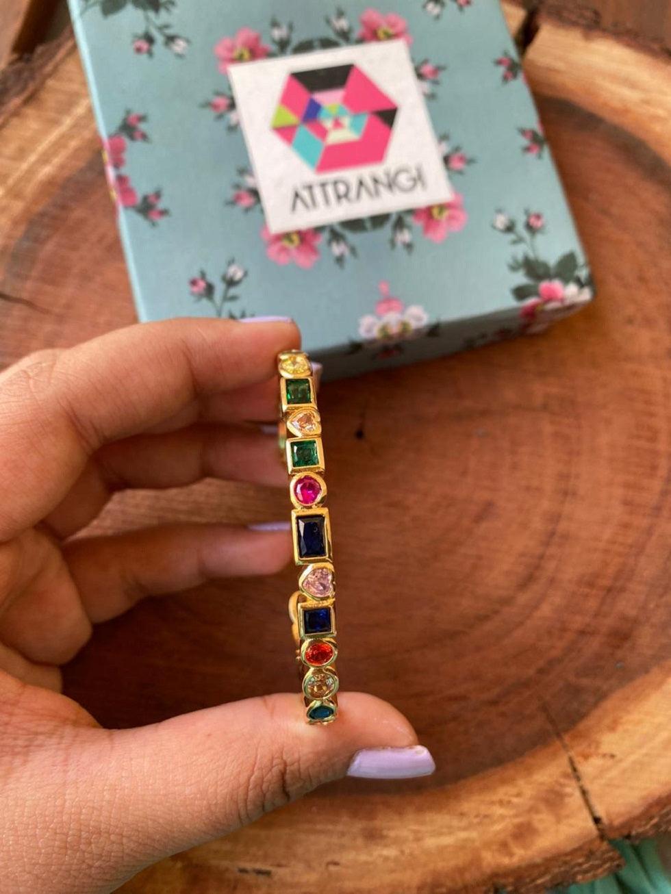 Multi Gem Stone Flexi Bracelet - Attrangi