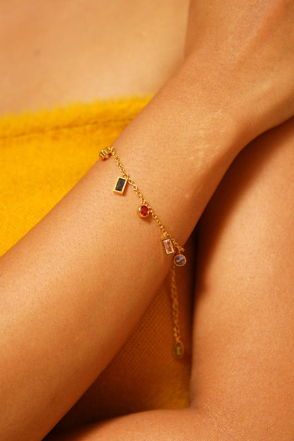 Multi Gem Stone Tennis Bracelet - Attrangi