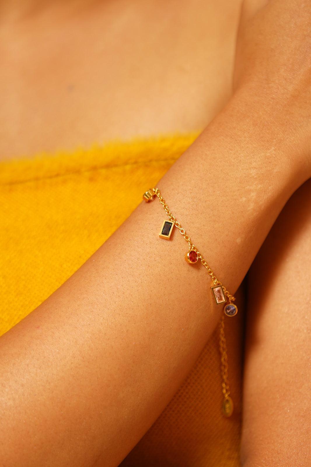 Multi Gem Stone Tennis Bracelet - Attrangi