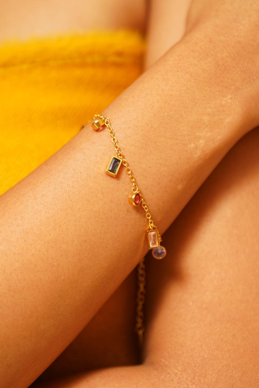 Multi Gem Stone Tennis Bracelet - Attrangi