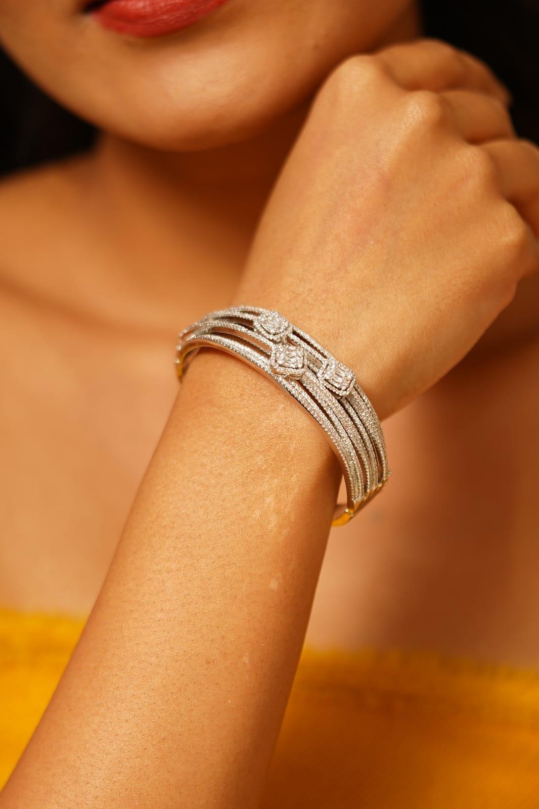 Multi line Gilmore Baguette Diamond Bracelet - Attrangi
