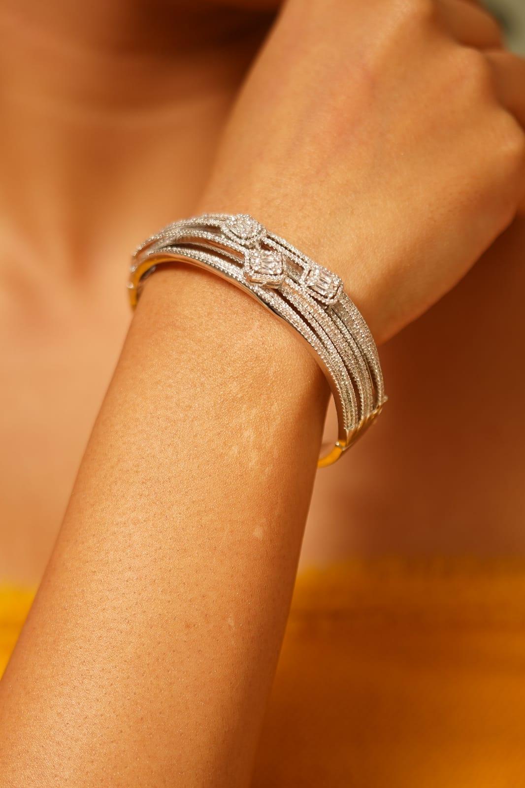 Multi line Gilmore Baguette Diamond Bracelet - Attrangi
