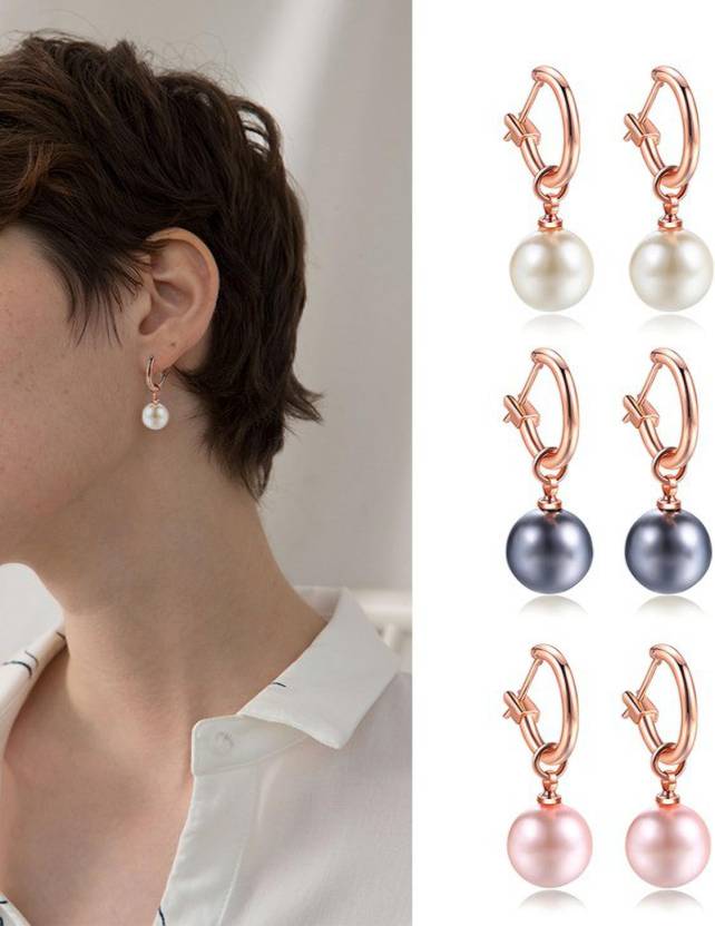 Pink Elegant Pearl Drop Earrings