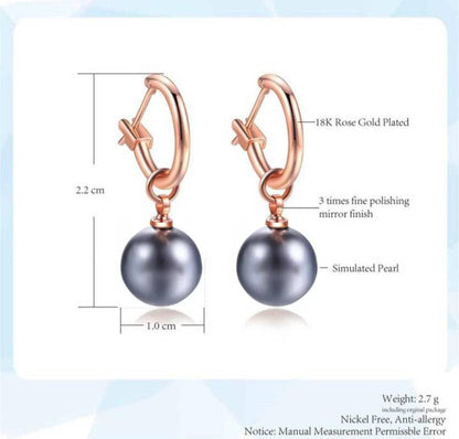 Black Elegant Pearl Drop Earrings