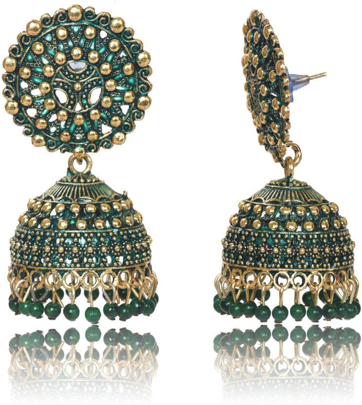 Ethnic Oxidised Jhumka Earring, Long Hangings Traditional Alloy Jhumki Earrings for Women & Girls