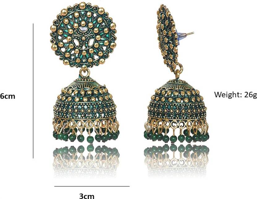 Ethnic Oxidised Jhumka Earring, Long Hangings Traditional Alloy Jhumki Earrings for Women & Girls