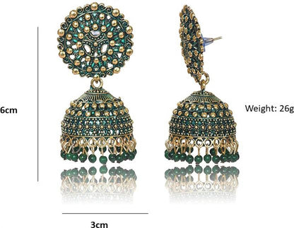Ethnic Oxidised Jhumka Earring, Long Hangings Traditional Alloy Jhumki Earrings for Women & Girls