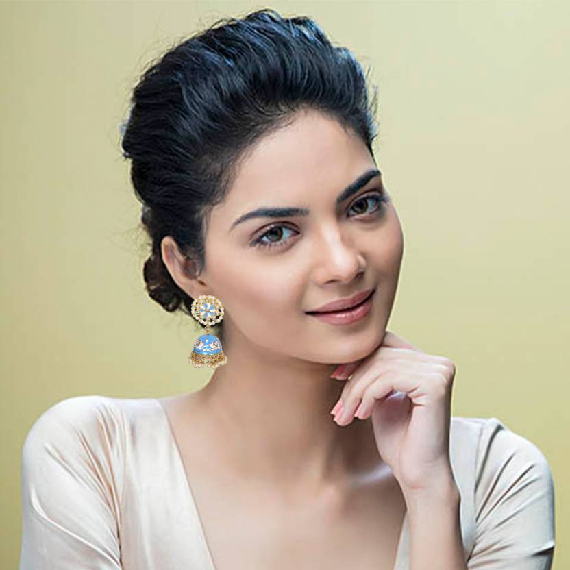 Handcrafted with Pearl Meenakari Jhumka