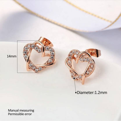 Multi Tone| Heart Shape Stud Earrings for Women and Girls, CZ Stone