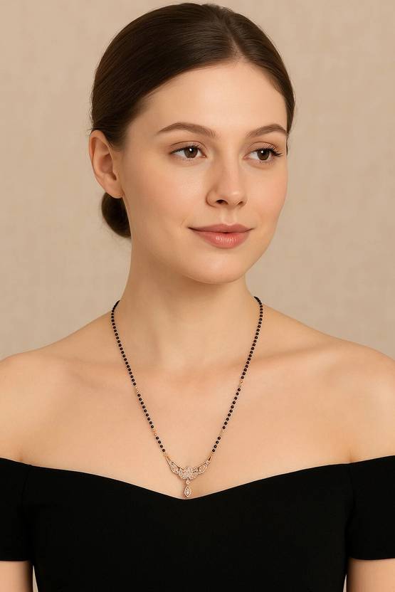 Rose Gold Plated Floral Mangalsutra for Karwachauth