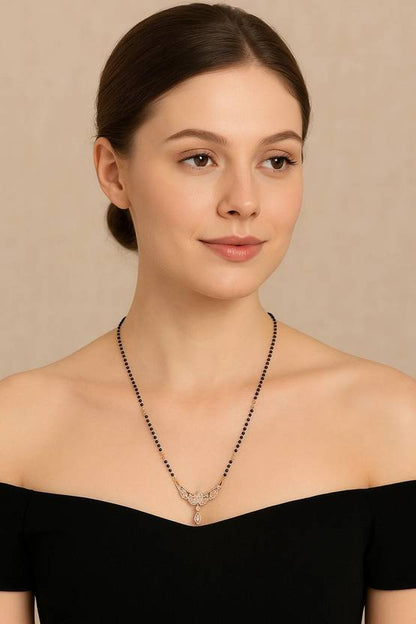 Rose Gold Plated Floral Mangalsutra for Karwachauth
