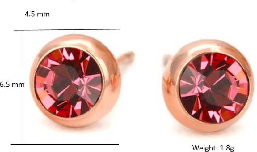 Daily Wear / Office Wear Rose Gold Plated Pink Zircon Stone Stud Earrings For Girls and Women