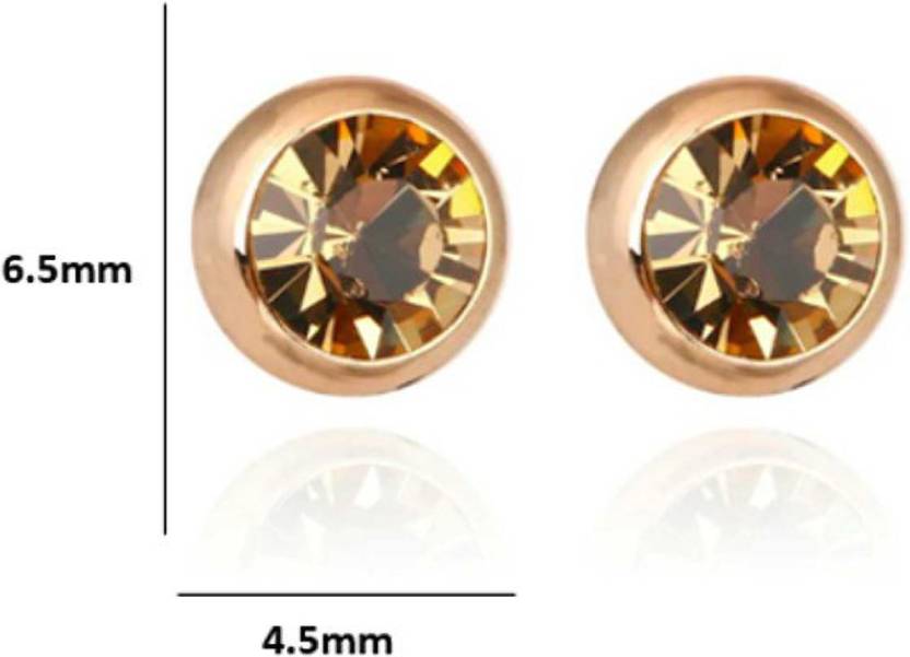 Daily wear / Office Wear Rose Gold Plated Yellow Zircon Stone Stud Earrings For Girls and Women