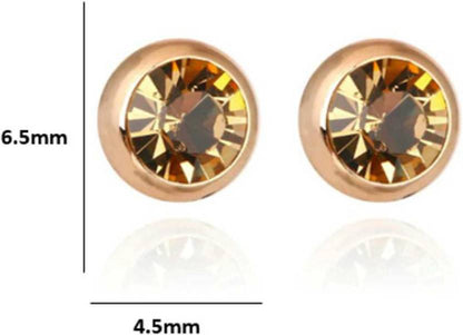 Daily wear / Office Wear Rose Gold Plated Yellow Zircon Stone Stud Earrings For Girls and Women