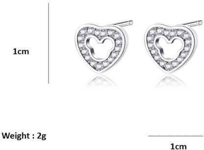 Silver Plated Sparkling Heart Studs