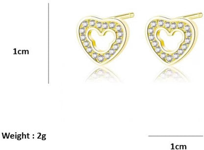 Gold Plated Sparkling Heart Studs