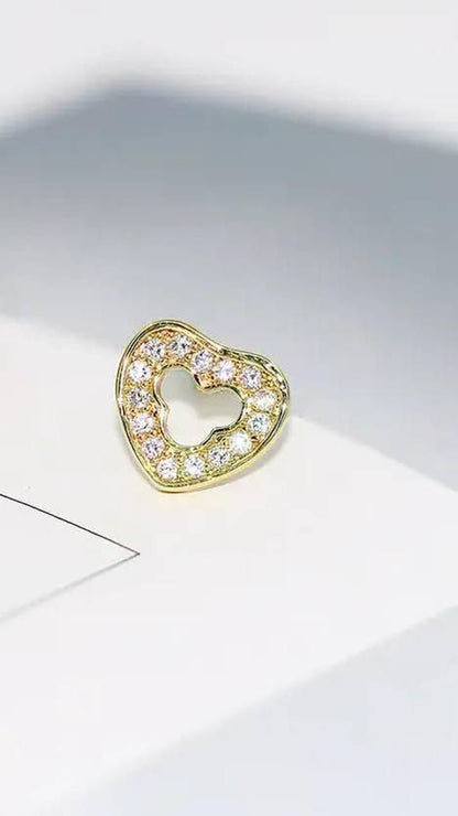 Gold Plated Sparkling Heart Studs