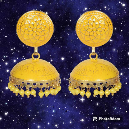 Handmade Ethnic Yellow Brass Earrings