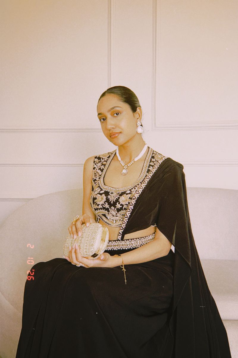 Naaz Embroidered Capsule Clutch - Gold