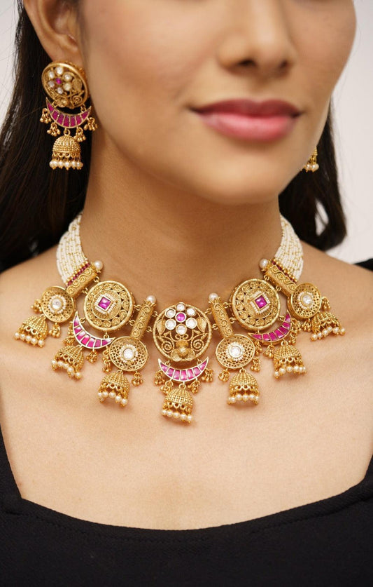 Naima Necklace with Jhumki Drops | Sone pe Suhaga Collection - Attrangi