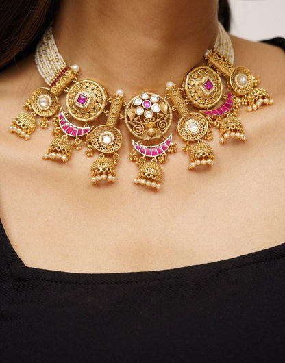 Naima Necklace with Jhumki Drops | Sone pe Suhaga Collection - Attrangi