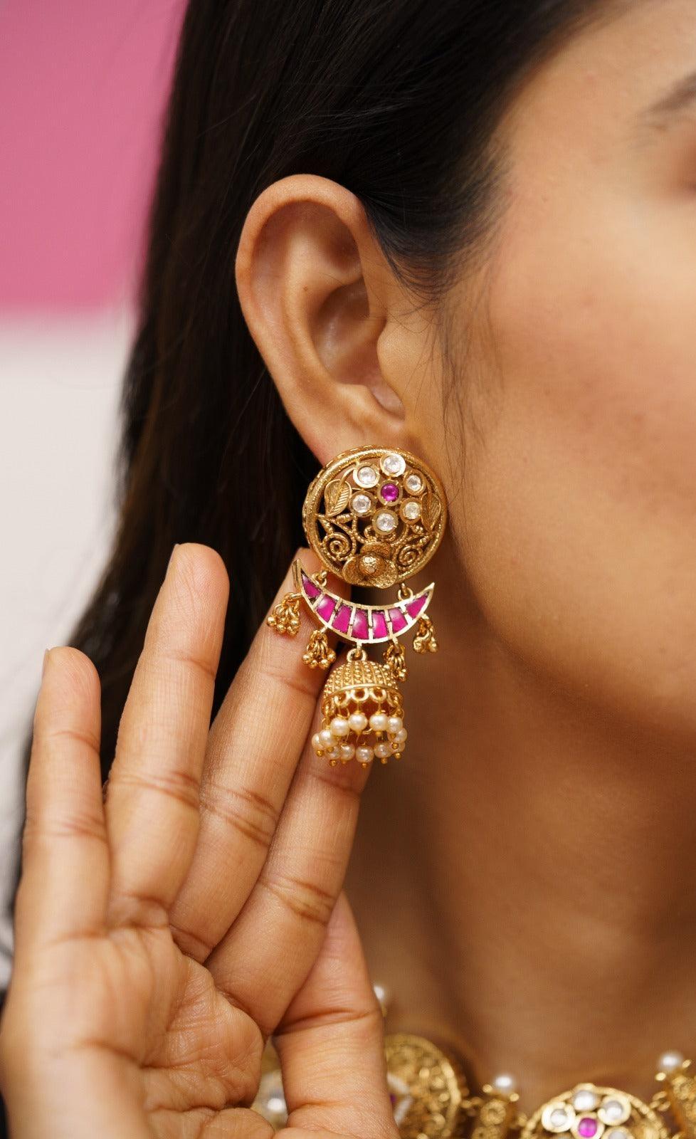 Naima Necklace with Jhumki Drops | Sone pe Suhaga Collection - Attrangi