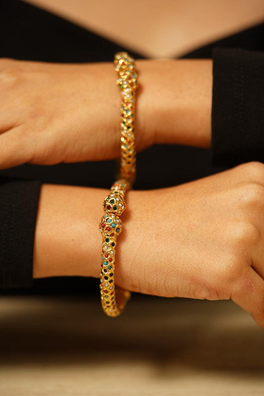 Nakshi Sona Moti Indian Thin Kada / Bangle Set - Attrangi