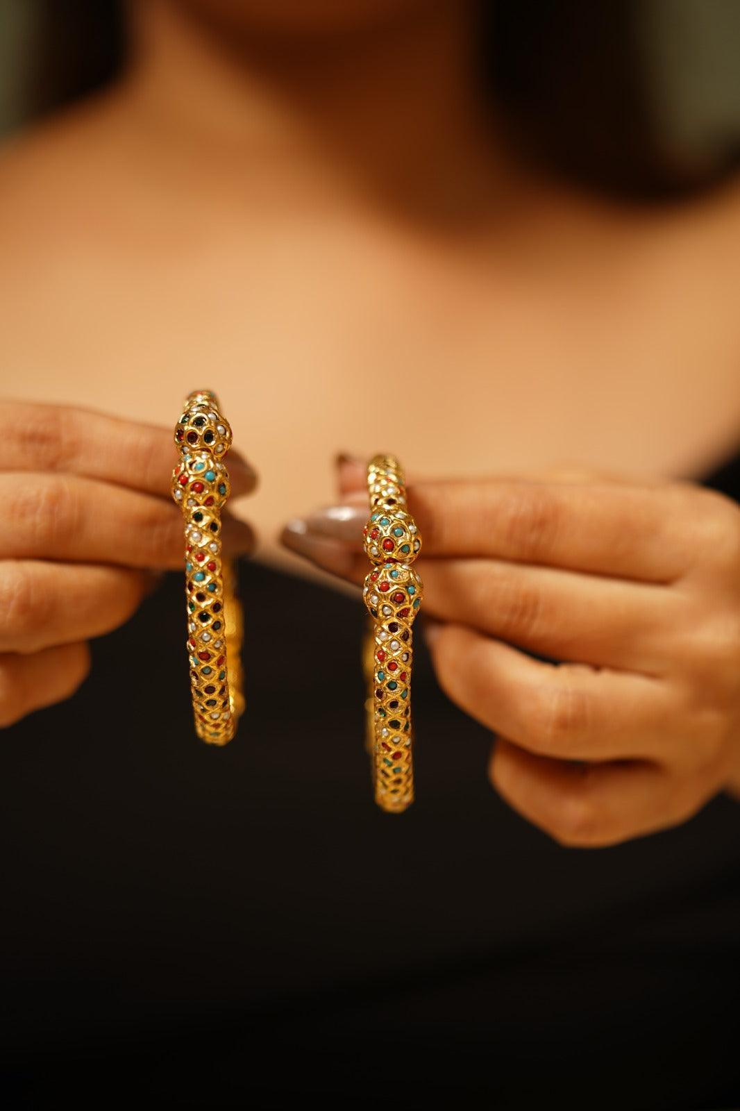 Nakshi Sona Moti Indian Thin Kada / Bangle Set - Attrangi