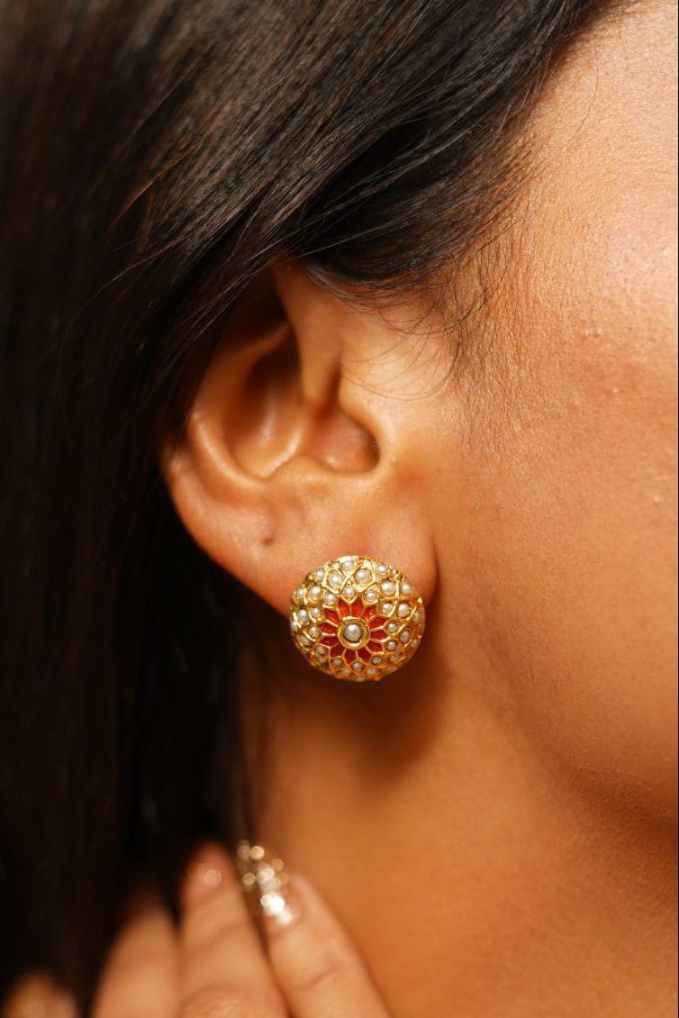 Nakshi Sona Moti Stud and Ring - Attrangi