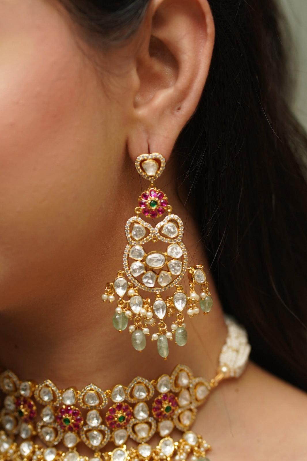 Navina Moissanite Polki Choker Set - Attrangi
