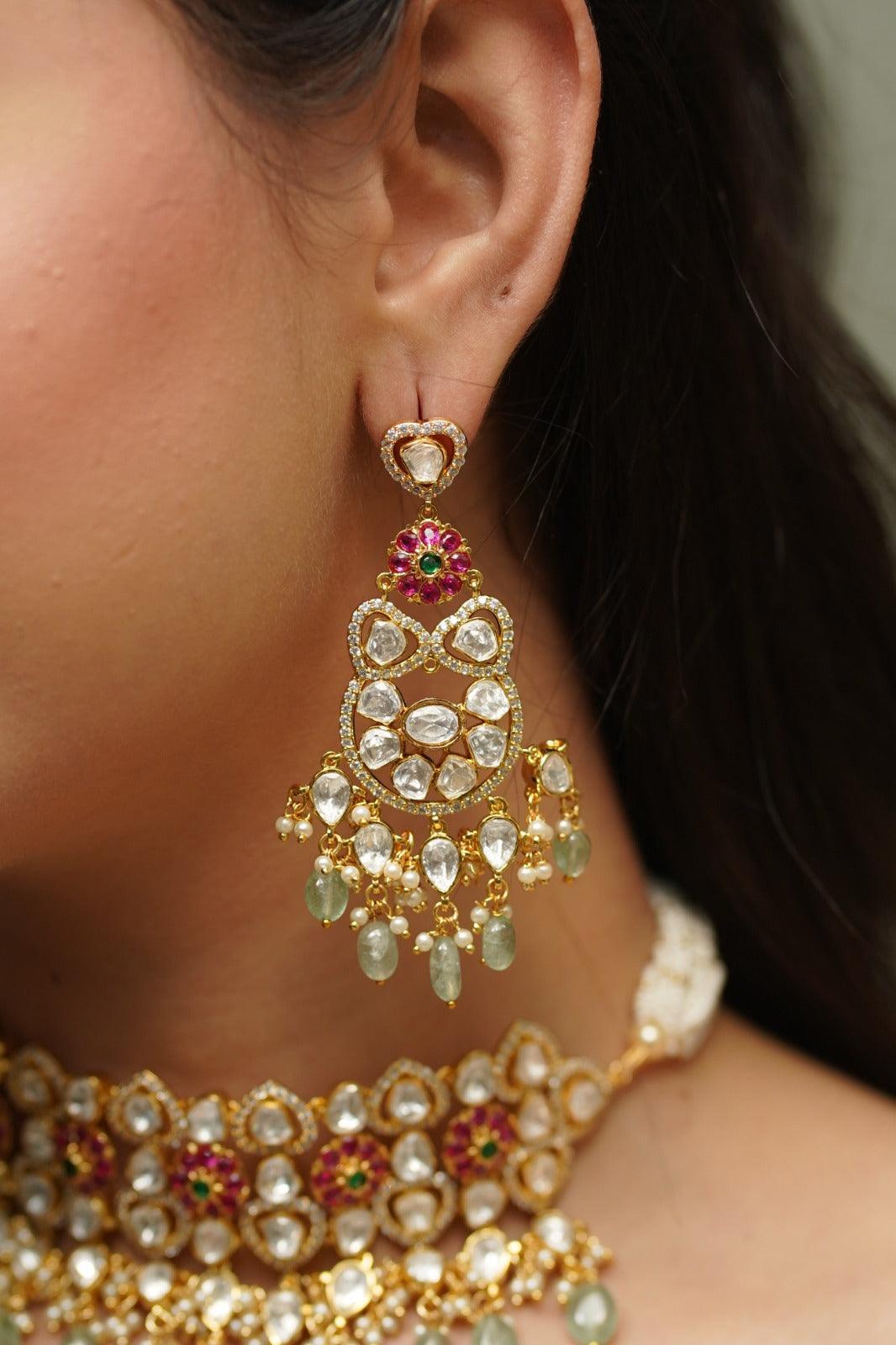 Navina Moissanite Polki Choker Set - Attrangi