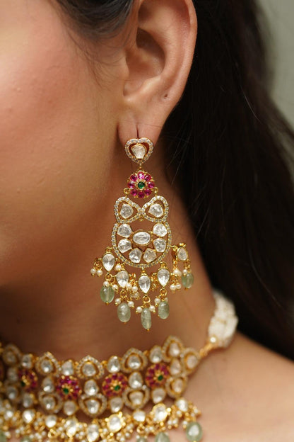 Navina Moissanite Polki Choker Set - Attrangi