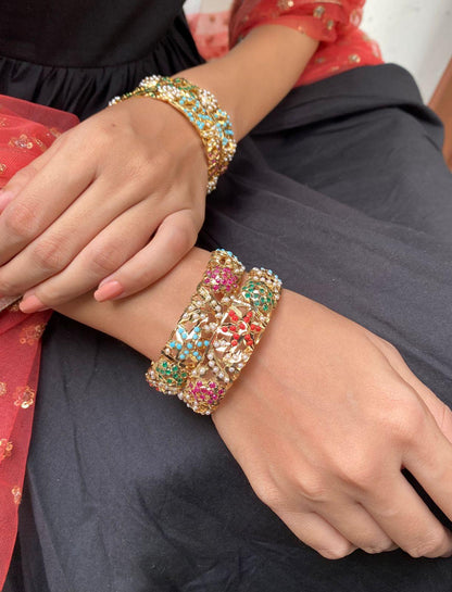Navratna Jadaau Bangle Set - Attrangi