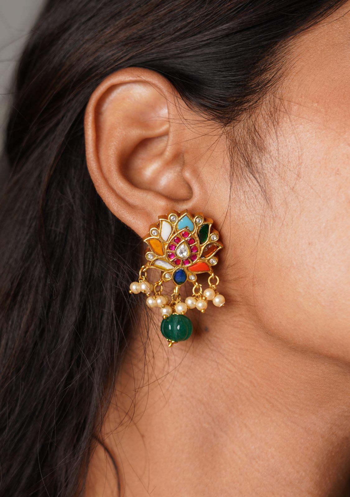 Navratna Phool Earring - Attrangi