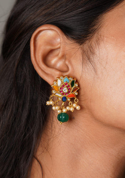 Navratna Phool Earring - Attrangi