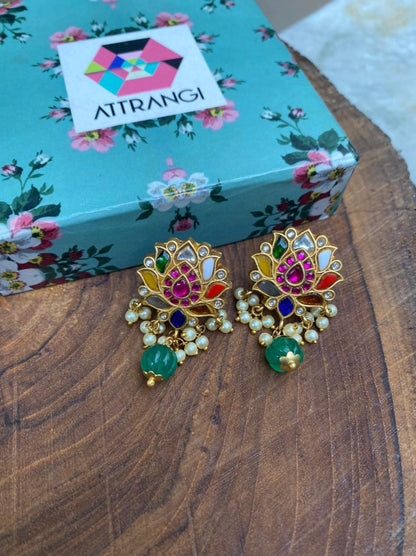 Navratna Phool Earring - Attrangi