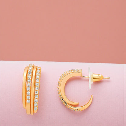 Rose Gold Plated Triple Layer Hoop Earrings