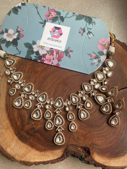 Nimisha Uncut Diamond Polki Necklace Set - Attrangi