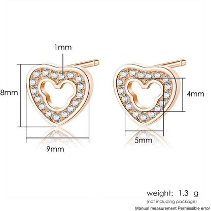 Rose Gold Plated Sparkling Heart Studs