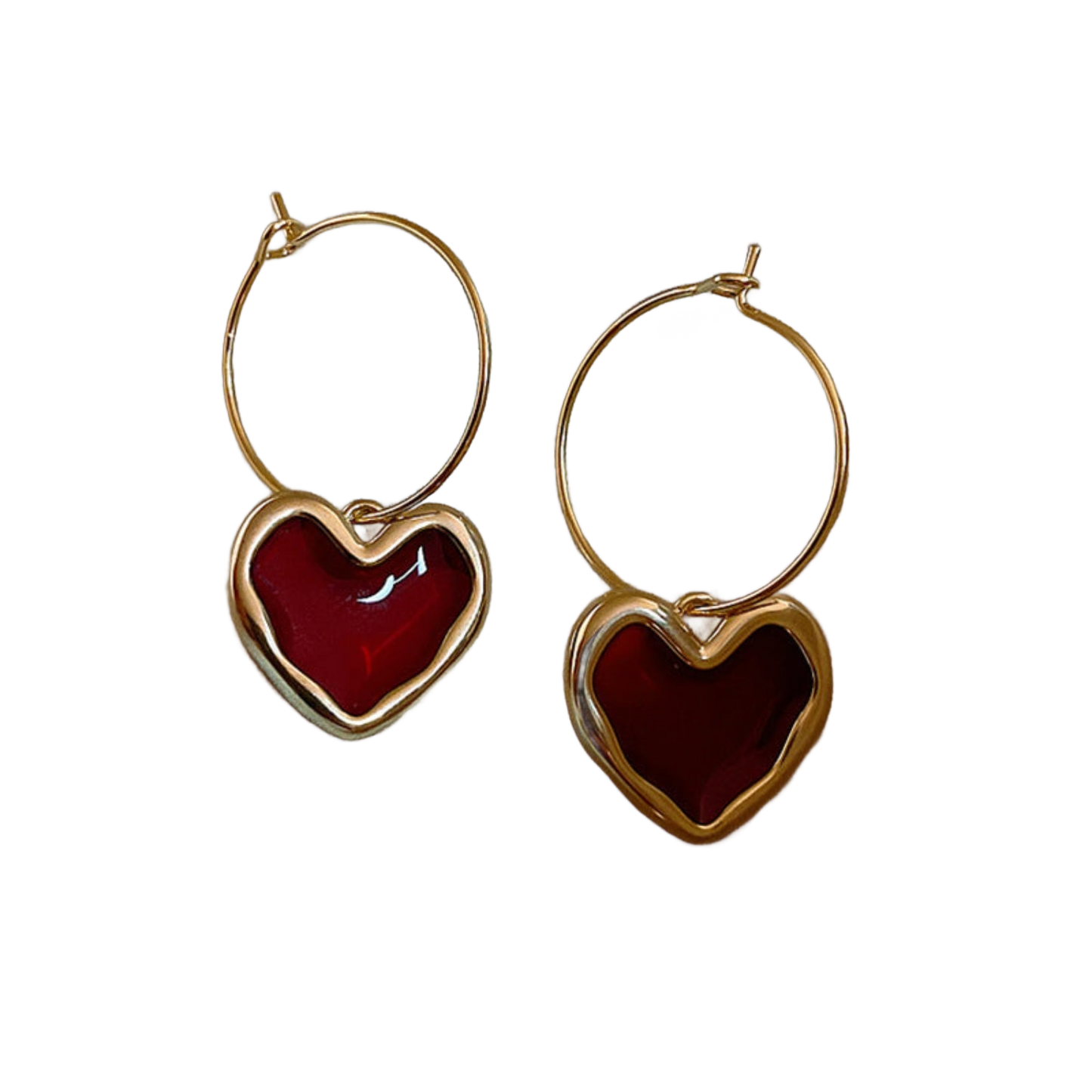 Mystical Red Heart Hoop Earrings JLT11627